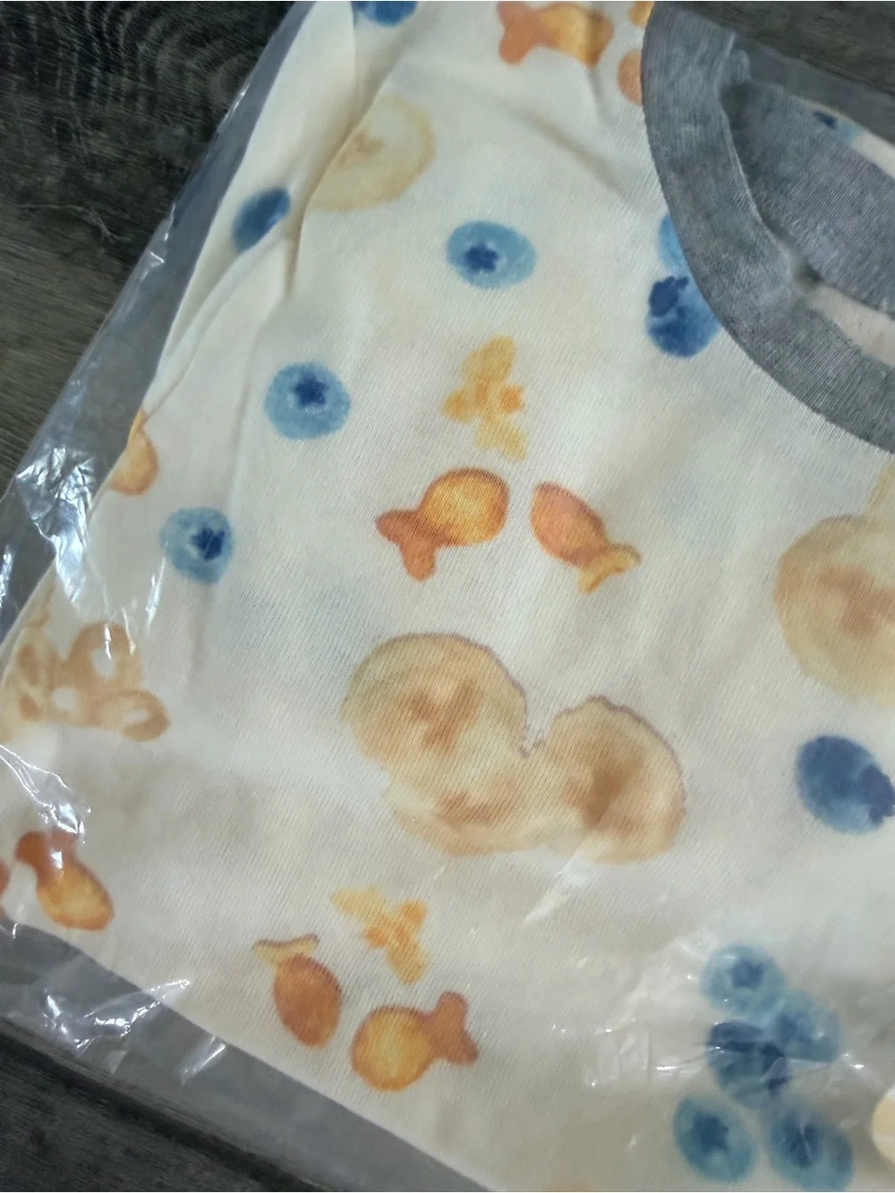 Burt's Bees Baby Cream Top with Yellow & Blue Print - long Sleeve